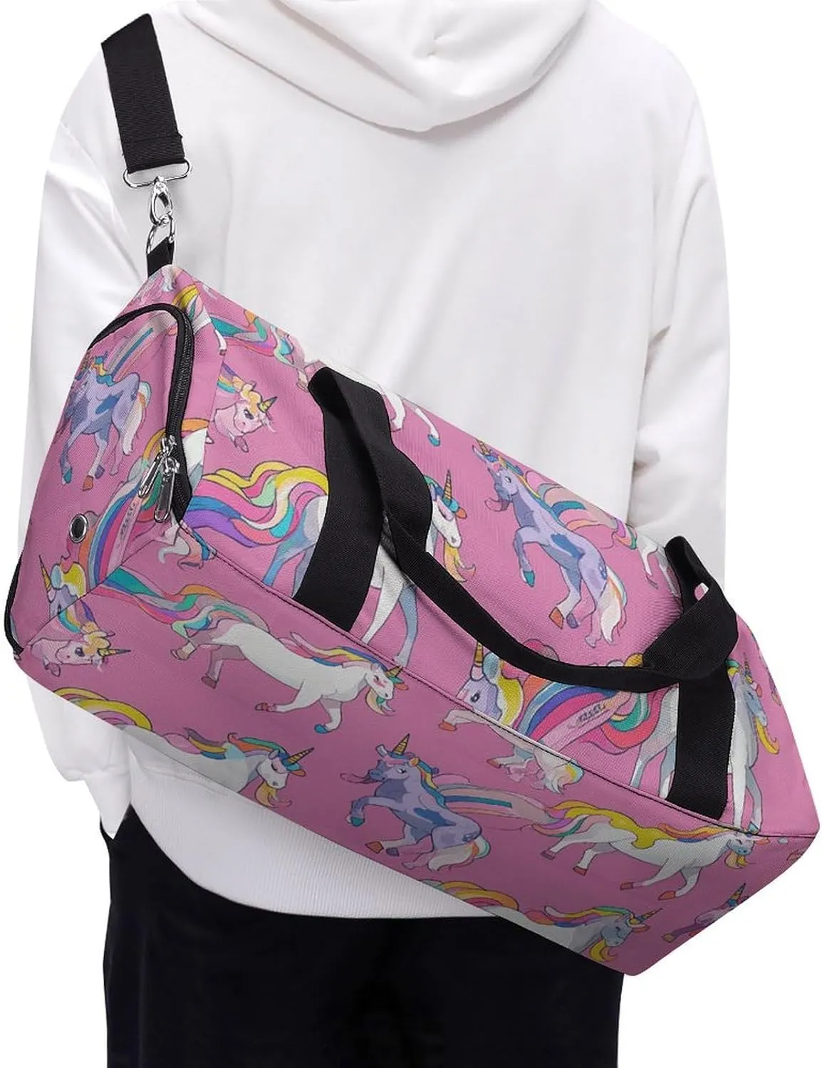 Gym Bags Small Many Horse Duffel Bag Overnight Bag with Shoe Compartment Carryon Bag for Men Women