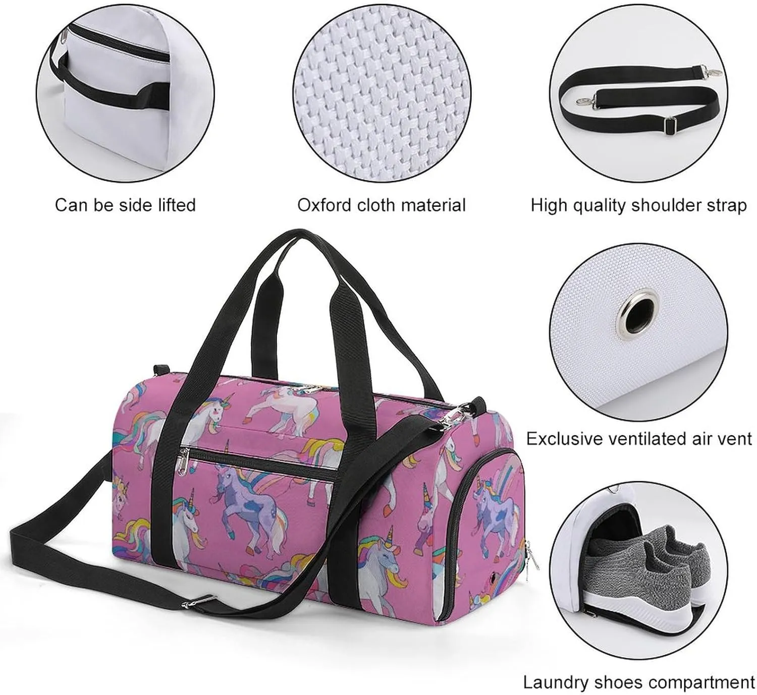Gym Bags Small Many Horse Duffel Bag Overnight Bag with Shoe Compartment Carryon Bag for Men Women