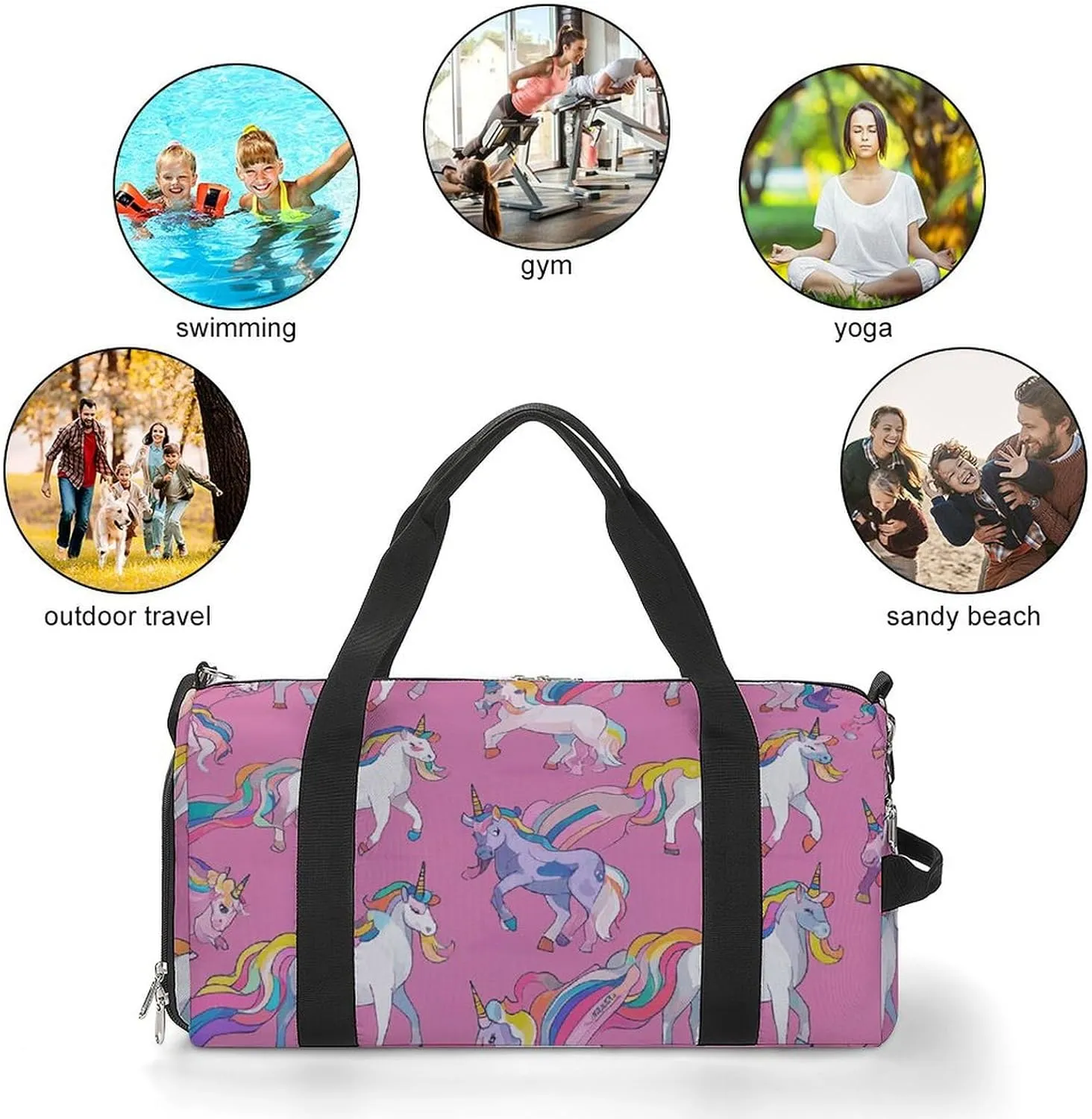 Gym Bags Small Many Horse Duffel Bag Overnight Bag with Shoe Compartment Carryon Bag for Men Women