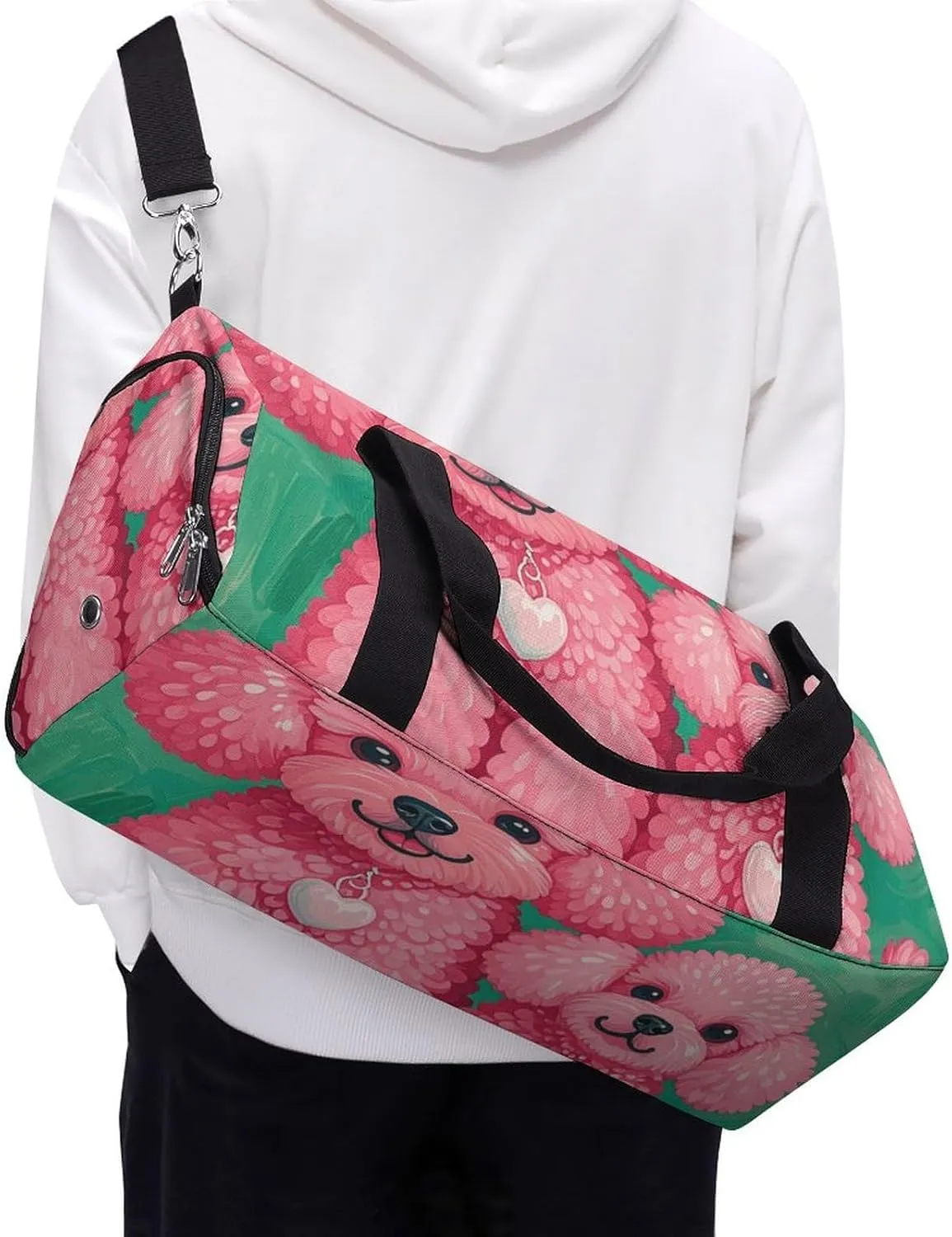Gym Bags Small Poodles Dogs Duffel Bag Overnight Bag with Shoe Compartment Carryon Bag for Men Women