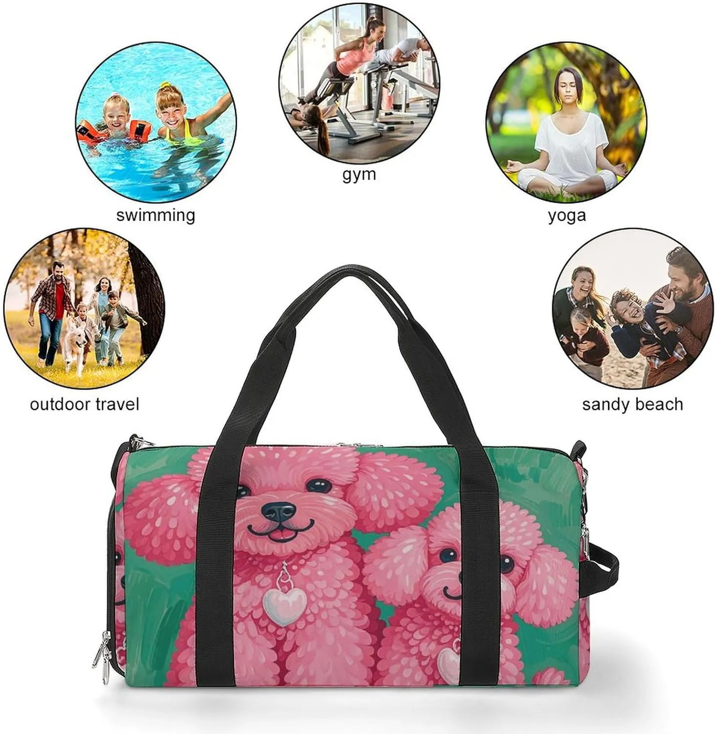 Gym Bags Small Poodles Dogs Duffel Bag Overnight Bag with Shoe Compartment Carryon Bag for Men Women