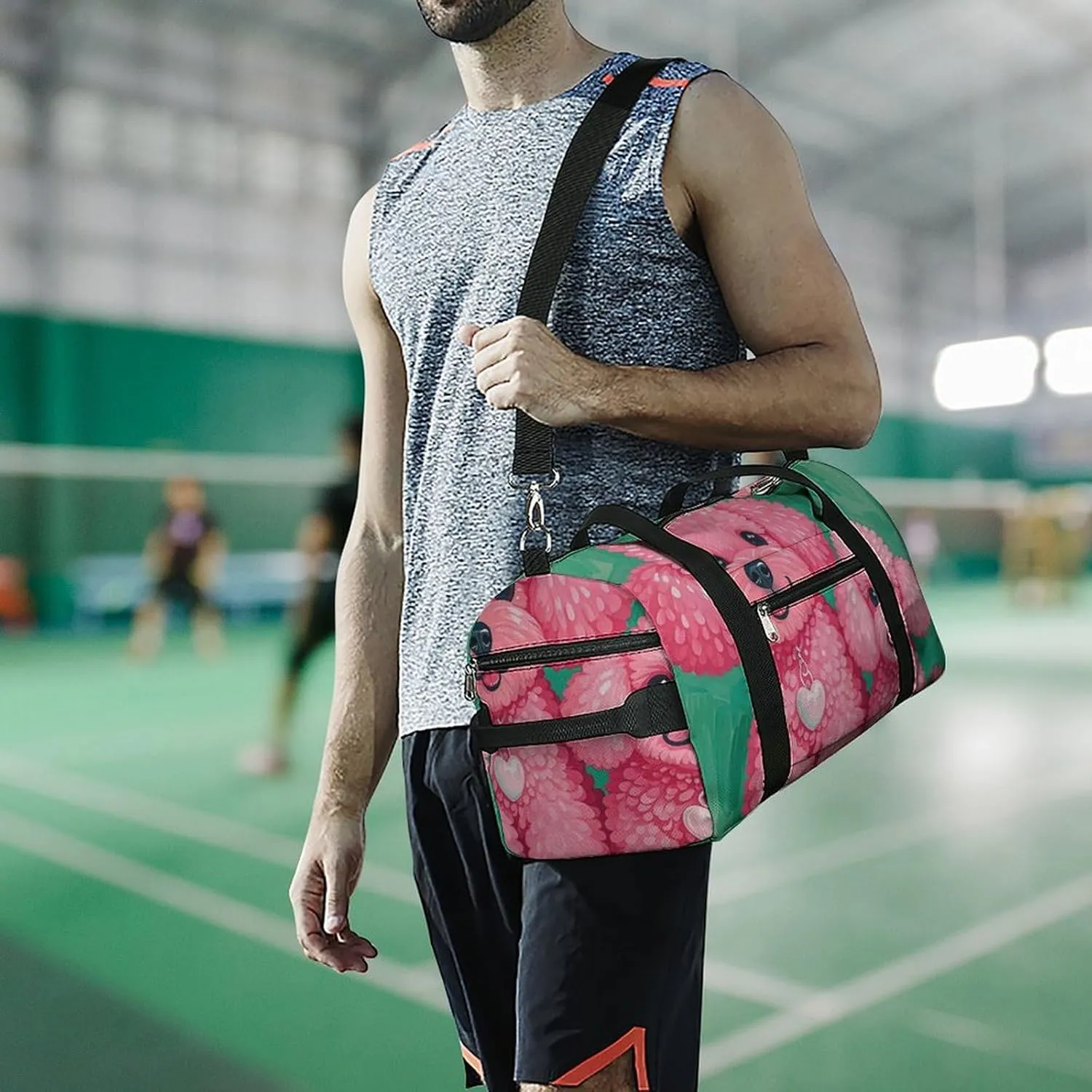 Gym Bags Small Poodles Dogs Duffel Bag Overnight Bag with Shoe Compartment Carryon Bag for Men Women