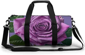 Gym Bags Small Purple Rose Duffel Bag Overnight Bag with Shoe Compartment Carryon Bag for Men Women