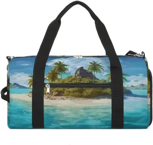 Gym Bags Small Tropical Island Duffel Bag Overnight Bag with Shoe Compartment Carryon Bag for Men Women