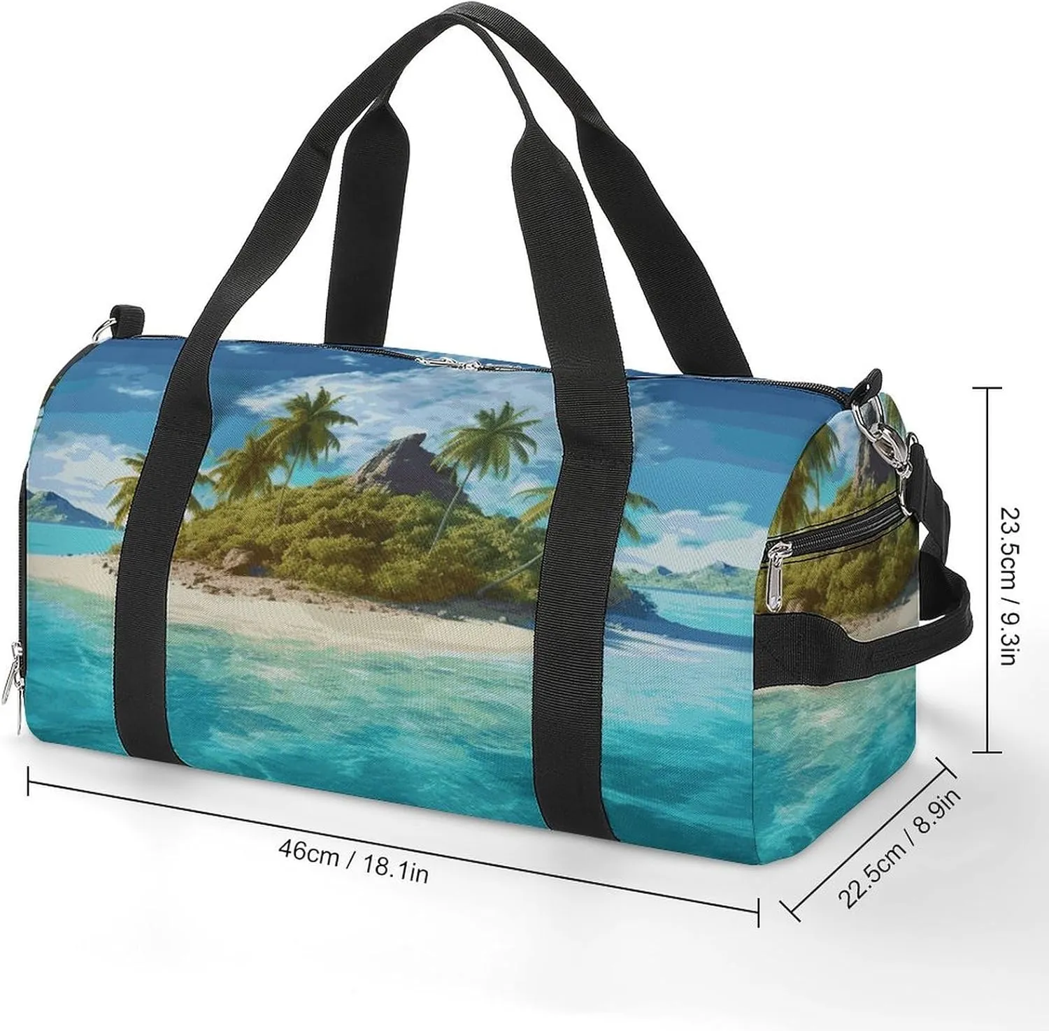 Gym Bags Small Tropical Island Duffel Bag Overnight Bag with Shoe Compartment Carryon Bag for Men Women