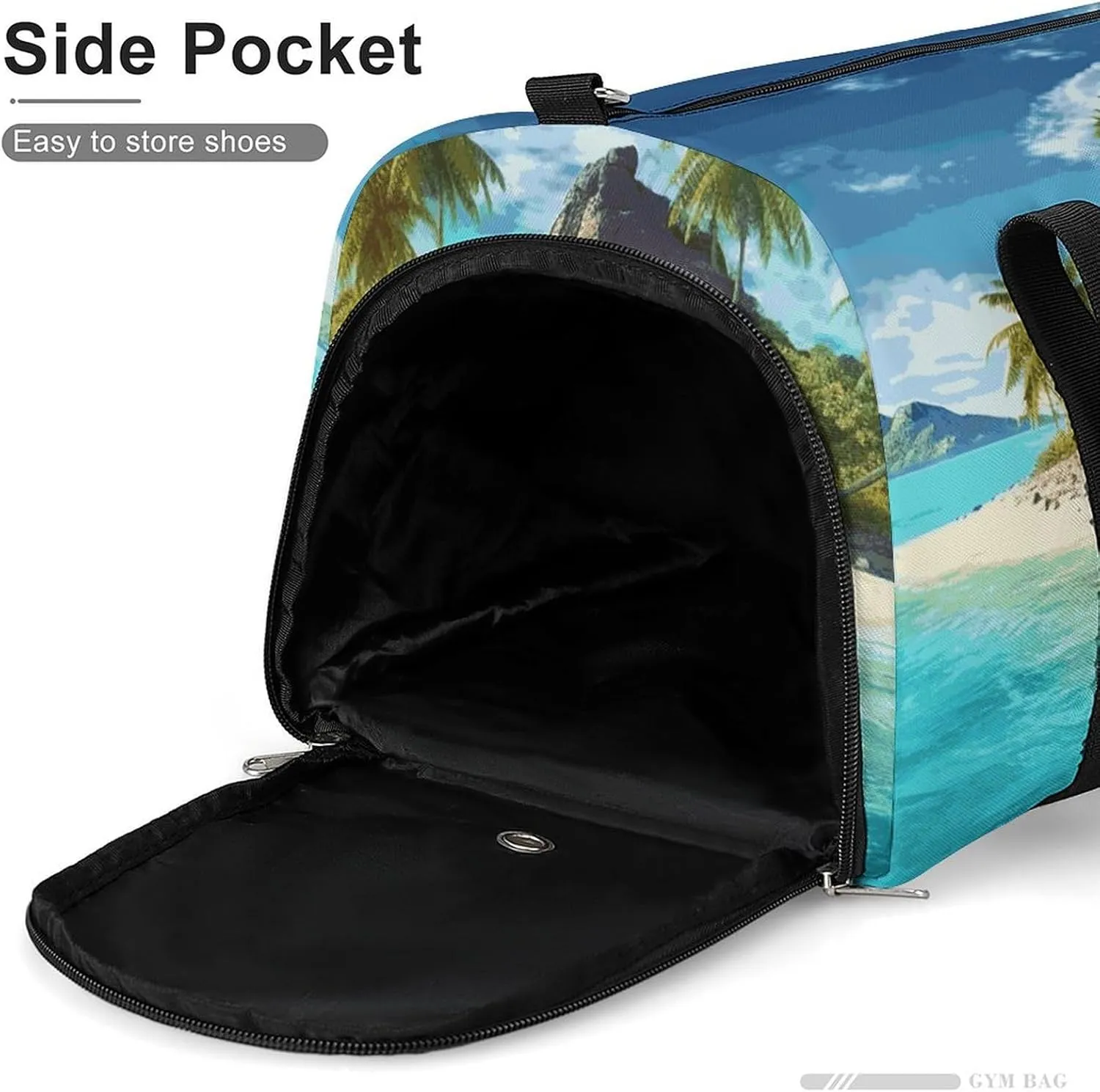 Gym Bags Small Tropical Island Duffel Bag Overnight Bag with Shoe Compartment Carryon Bag for Men Women