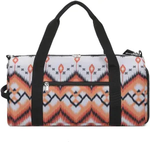 Gym Duffel Bag with Shoe Compartment Wet Pocket, Ethnic Ikat Tribal Travel Bag for Men Women, style-4
