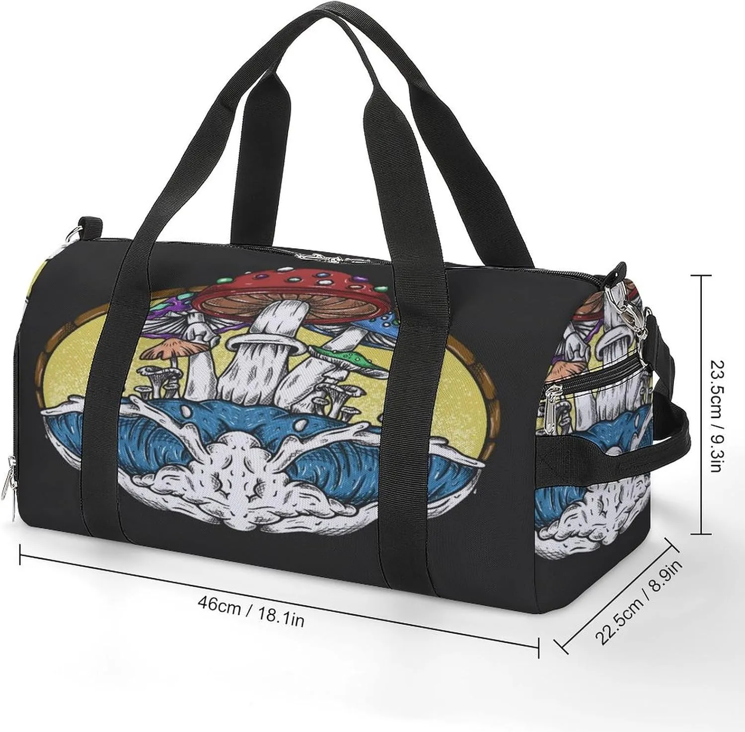 Gym Duffel Bag with Shoe Compartment Wet Pocket, Mushrooms Vintage Travel Bag for Men Women, style-4
