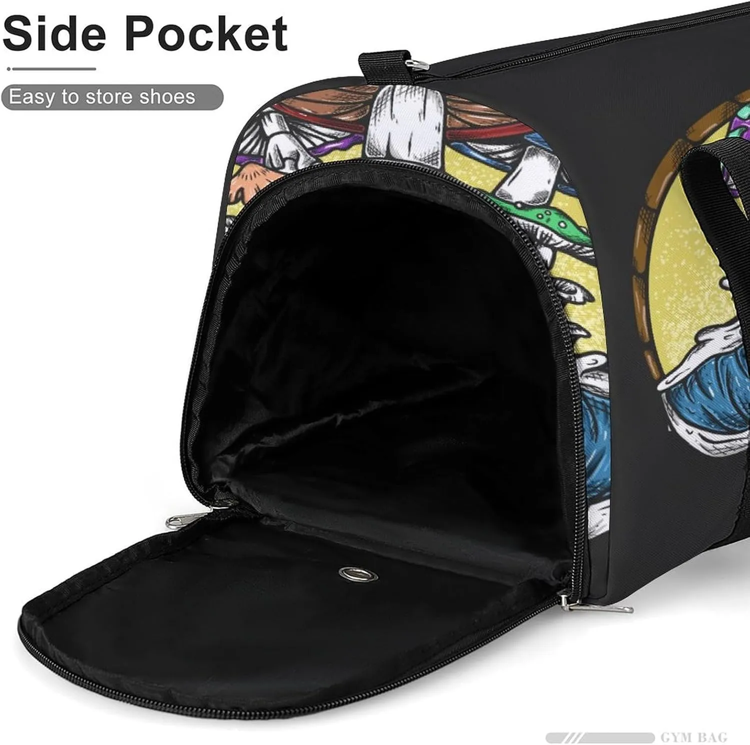 Gym Duffel Bag with Shoe Compartment Wet Pocket, Mushrooms Vintage Travel Bag for Men Women, style-4