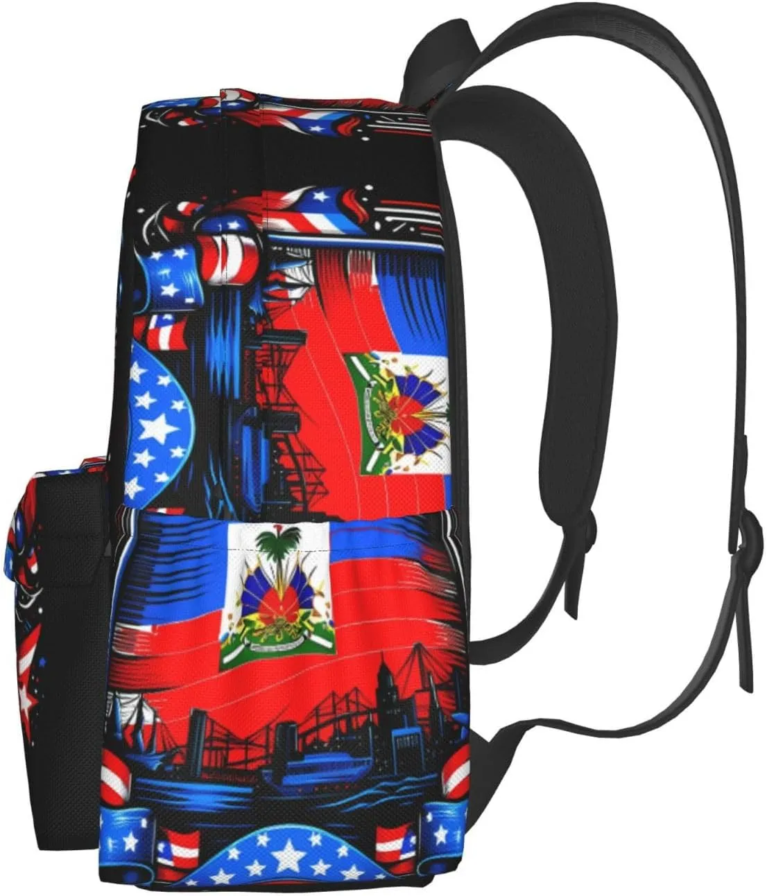 Haiti Flag Day Haitian Pride Large Travel Backpack Casual Backpacks Laptop Daypack Working Rucksack Lightweight Back Pack Sports Bag with Adjustable Shoulder Strap
