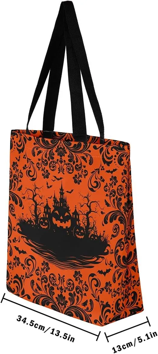 Halloween Bat Shopping Handbag Rainbow Tote Bag Hippie Gothic Animal Reusable Grocery Bag Moon Stars Shoulder Bag