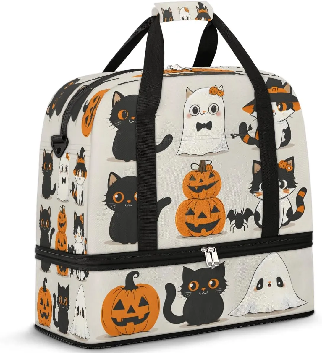 Halloween Cat Crew Travel Duffel Bag, Travel Essentials, Gym Bag for Women, Weekender Overnight Bag With Shoes Compartment, Carry On Bags for Airplanes