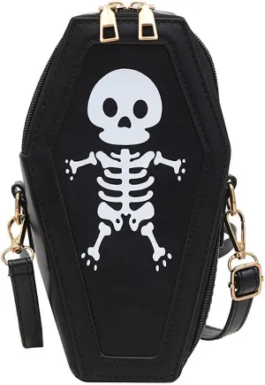 Halloween Crossbody Bag Pu Leather Spooky Skeleton Ghost Purse Gothic Shoulder Bag for Women