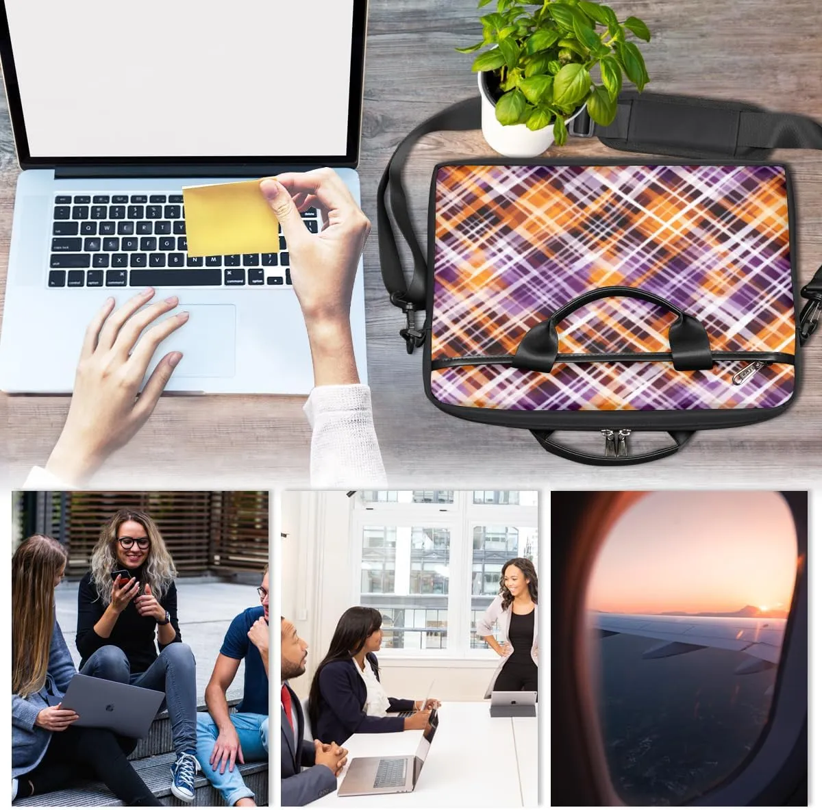 Halloween Lattice Lightweight Laptop Bag Case 13-15 Inch Computer Briefcase Bag for Women Men Notebook Shoulder Bag