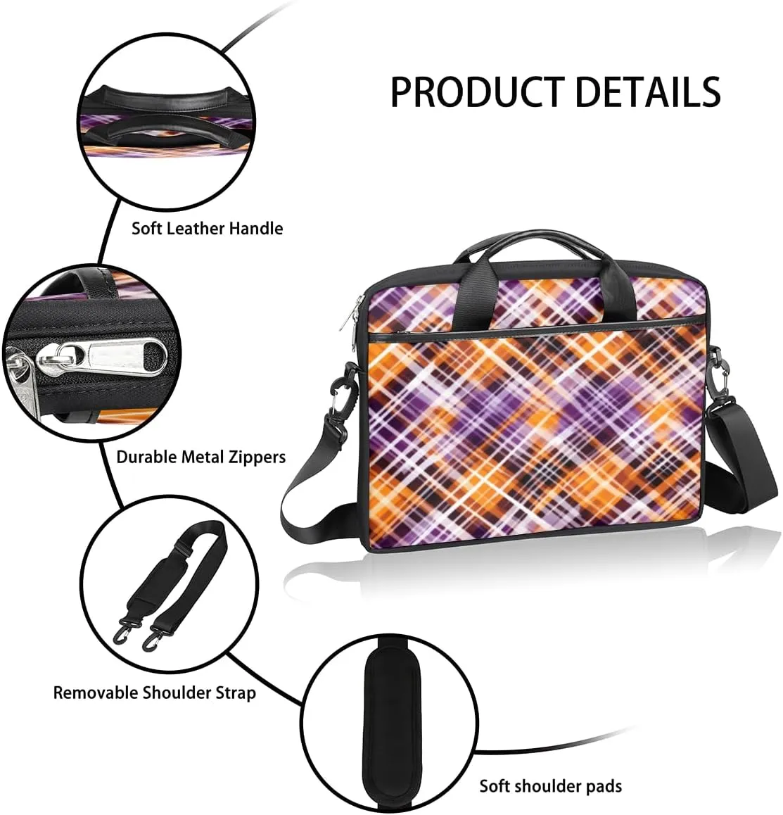 Halloween Lattice Lightweight Laptop Bag Case 13-15 Inch Computer Briefcase Bag for Women Men Notebook Shoulder Bag