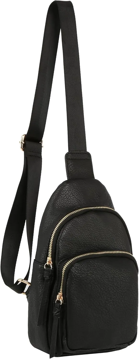 Handbag Republic Chic Simplicity PU Leather Crossbody Chest Bag with Adjustable Strap and Zipper Closure for Women