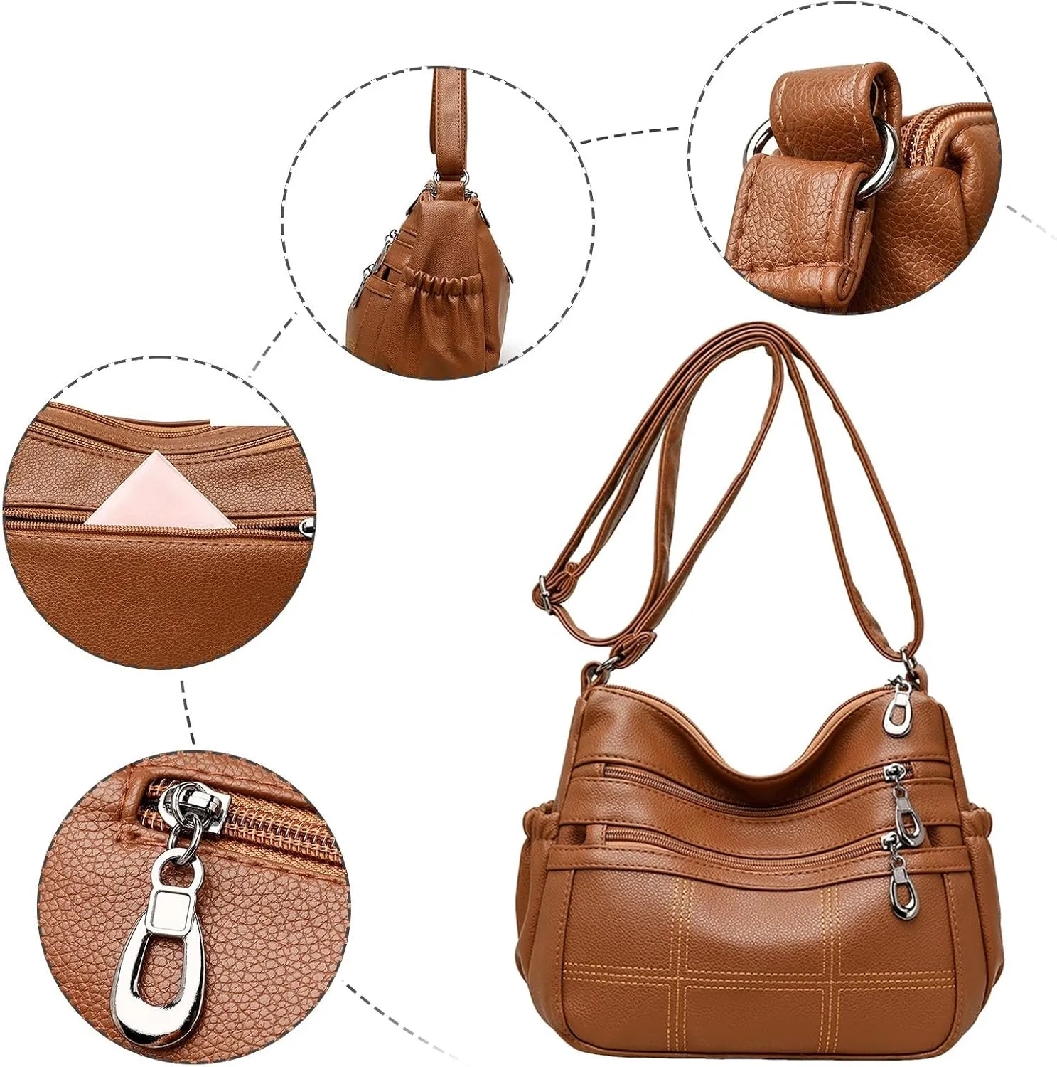 Handbags for Women Crossbody Multiple Pockets Adjustable Strap Hobo Retro Shoulder Bags Casual Outings Women Purse