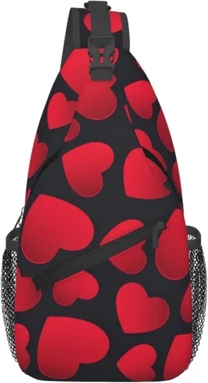 Happy Valentine Day Sling Backpack Crossbody Bag, Chest Bag Daypack for Outdoors Hiking Traveling