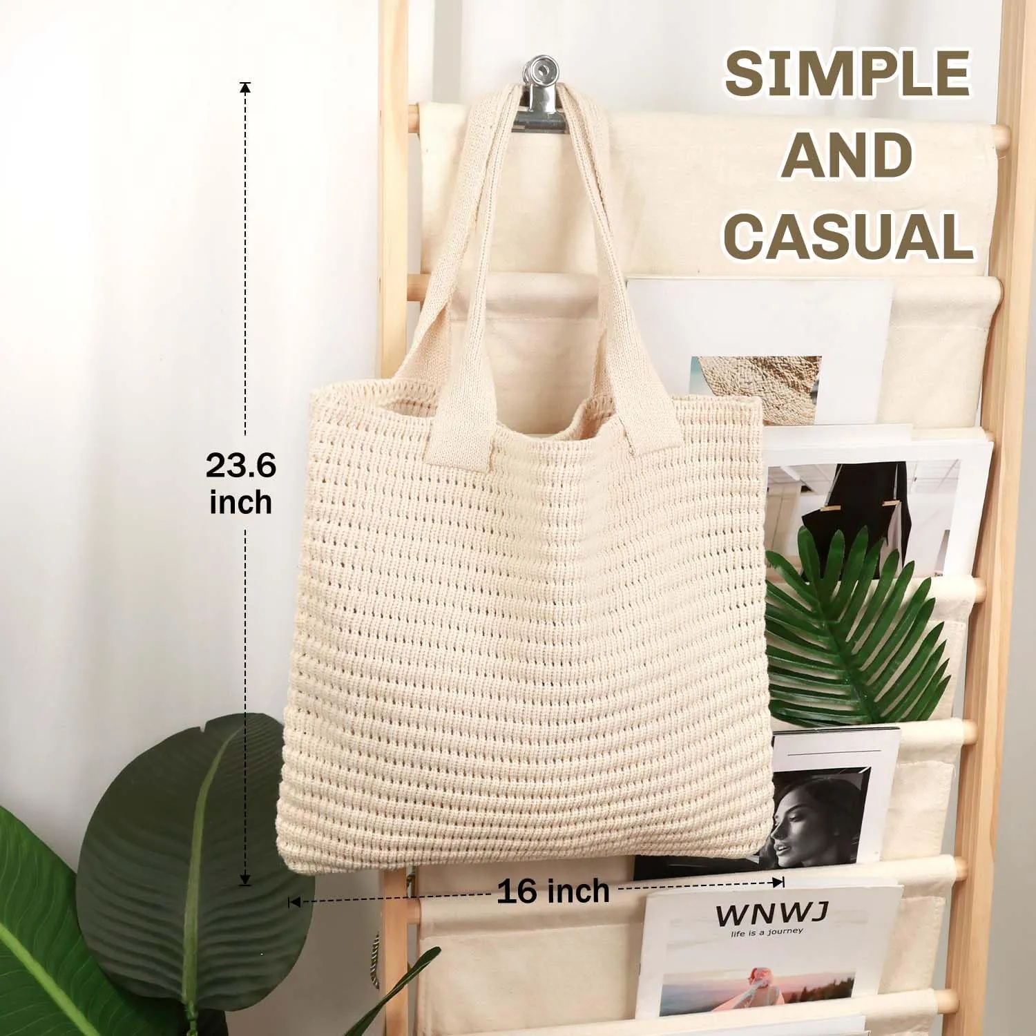 hatisan Crochet Bags for Women - Large Tote Aesthetic Handbag Shoulder Hippie Knit Bag