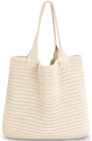 hatisan Crochet Bags for Women - Large Tote Aesthetic Handbag Shoulder Hippie Knit Bag