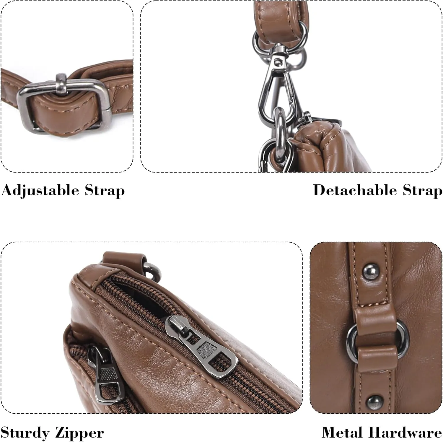 Haytijoe Triple Zip Crossbody Purses Small Crossbody Bags for Women Travel Cell Phone Purse Soft Leather Shoulder Handbags