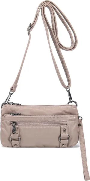 Haytijoe Triple Zip Crossbody Purses Small Crossbody Bags for Women Travel Cell Phone Purse Soft Leather Shoulder Handbags