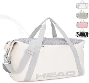 HEAD 45L Waterproof Gym Duffel Bag for Women & Men, Large Capacity Crossbody Sport Travel Bags for Fitness/Yoga, Lightweight Shoulder Tote Bag for Weekender Overnight/Business Workout(Beige)
