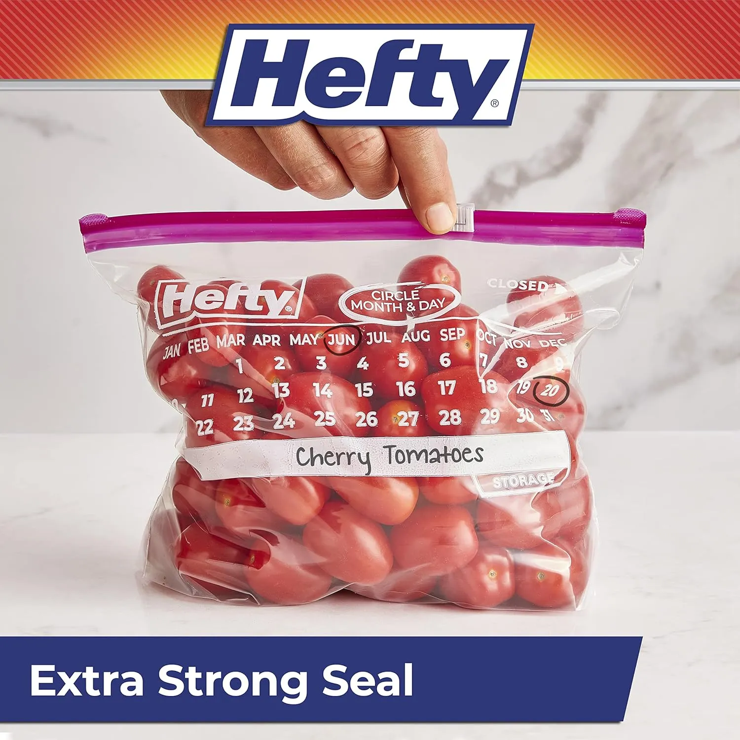 Hefty Slider Calendar Storage Bags, Quart Size, 40 Count (Pack of 4), 160 Total