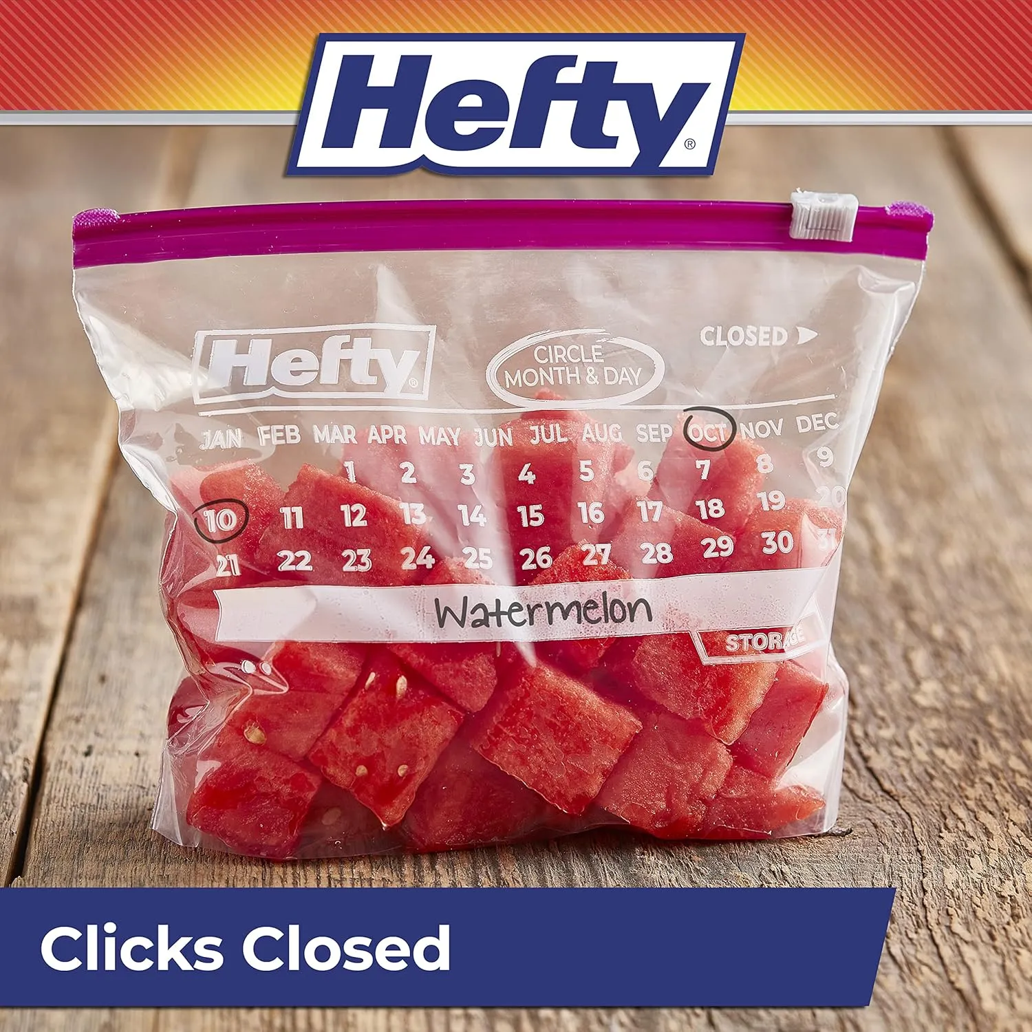 Hefty Slider Calendar Storage Bags, Quart Size, 40 Count (Pack of 4), 160 Total