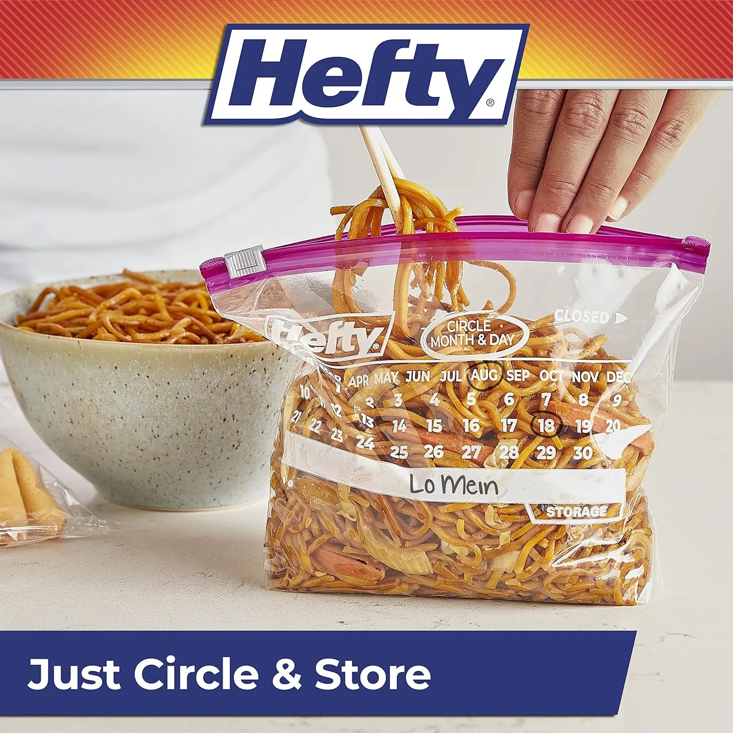 Hefty Slider Calendar Storage Bags, Quart Size, 40 Count (Pack of 4), 160 Total