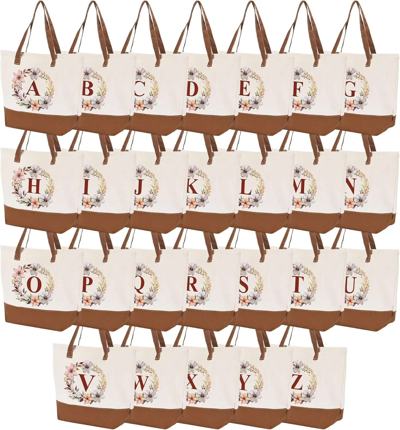 HIFA Initial Tote Bag for Women, Personalized Canvas Tote Bag -Durable Cotton, Zipper, Inner Pocket-Multipurpose Shoulder Bag