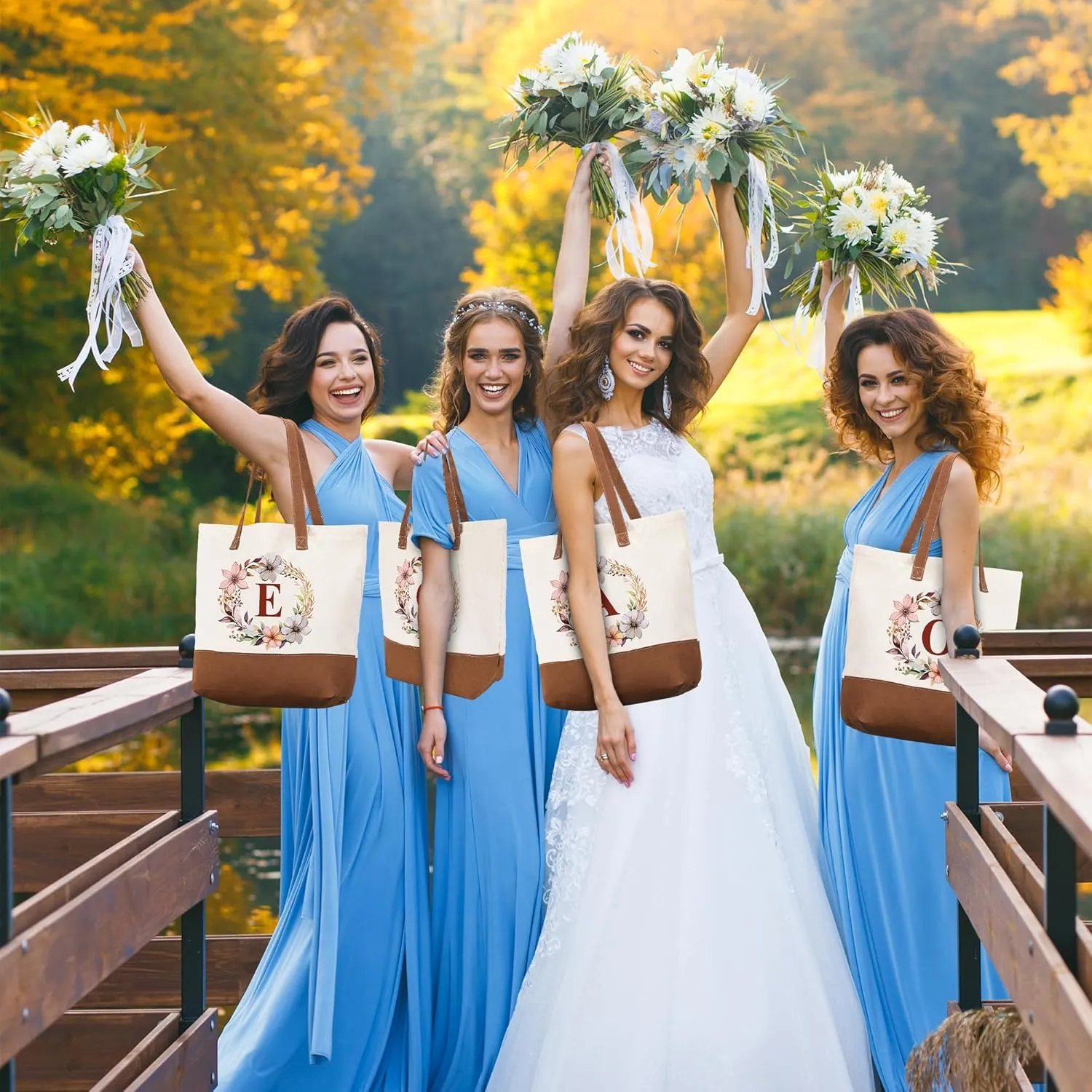 HIFA Initial Tote Bag for Women, Personalized Canvas Tote Bag -Durable Cotton, Zipper, Inner Pocket-Multipurpose Shoulder Bag
