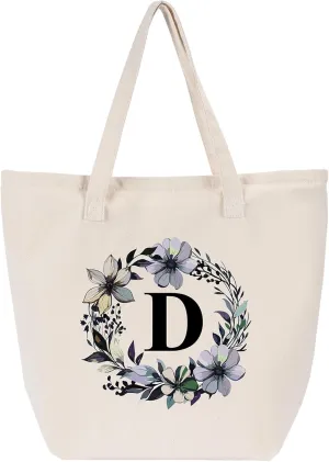 HIFA Initial Tote Bag for Women, Personalized Canvas Tote Bag -Durable Cotton, Zipper, Inner Pocket-Multipurpose Shoulder Bag