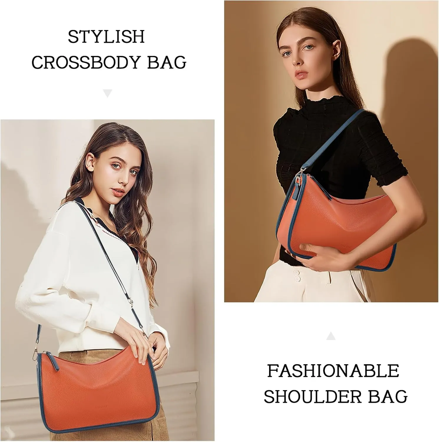 HKCLUF Crossbody Bags Purses for Women Trendy,Vegan Leather Medium Crossbody Purse,Shoulder Bag with 2PCS Adjustable Strap