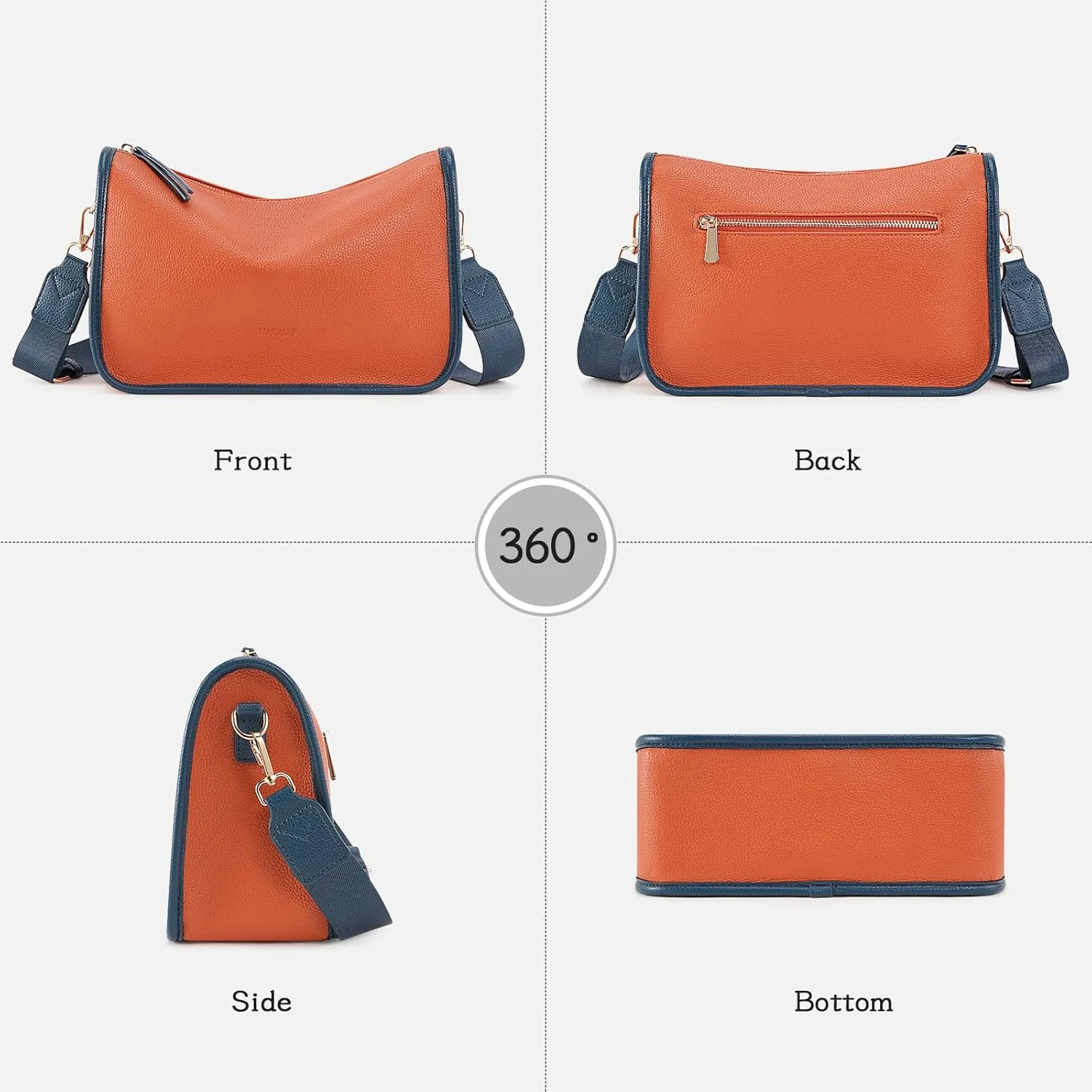 HKCLUF Crossbody Bags Purses for Women Trendy,Vegan Leather Medium Crossbody Purse,Shoulder Bag with 2PCS Adjustable Strap