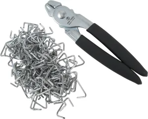 Hog Ring Pliers & 150 Galvanized Hog Rings, Professional Upholstery Installation Kit