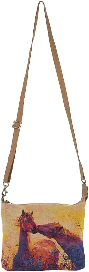 Horses - Crossbody Sling Bags for Women, Cell Phone Purse, Cotton Canvas Purses, Cross Body Phone Purse