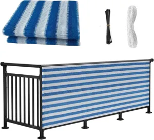 HYHMJ-Privacy Screen, Balcony Privacy Safety Net Outdoor Sunblock Shade Cloth Net for Garden Open-Air Swimming Pool Fence UV Resistant Hidden Net,Blue and white,0.7x6m