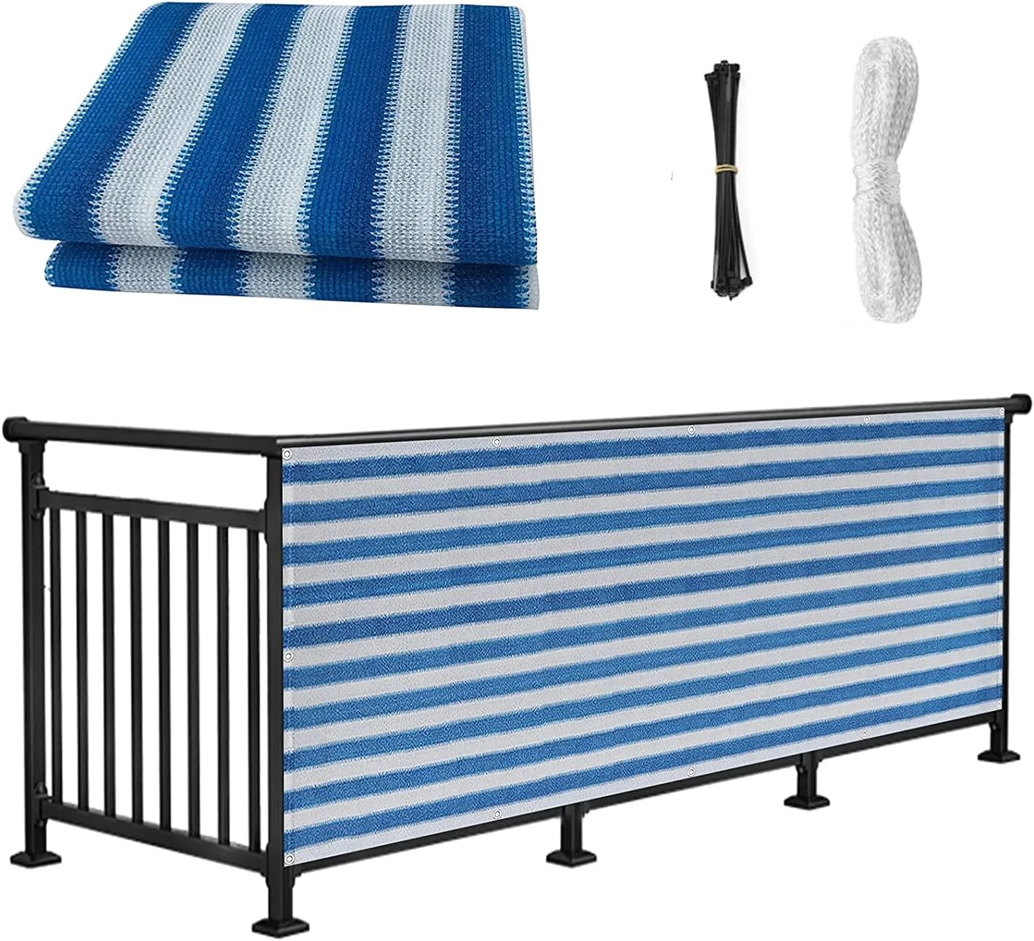 HYHMJ-Privacy Screen, Balcony Privacy Safety Net Outdoor Sunblock Shade Cloth Net for Garden Open-Air Swimming Pool Fence UV Resistant Hidden Net,Blue and white,0.7x6m