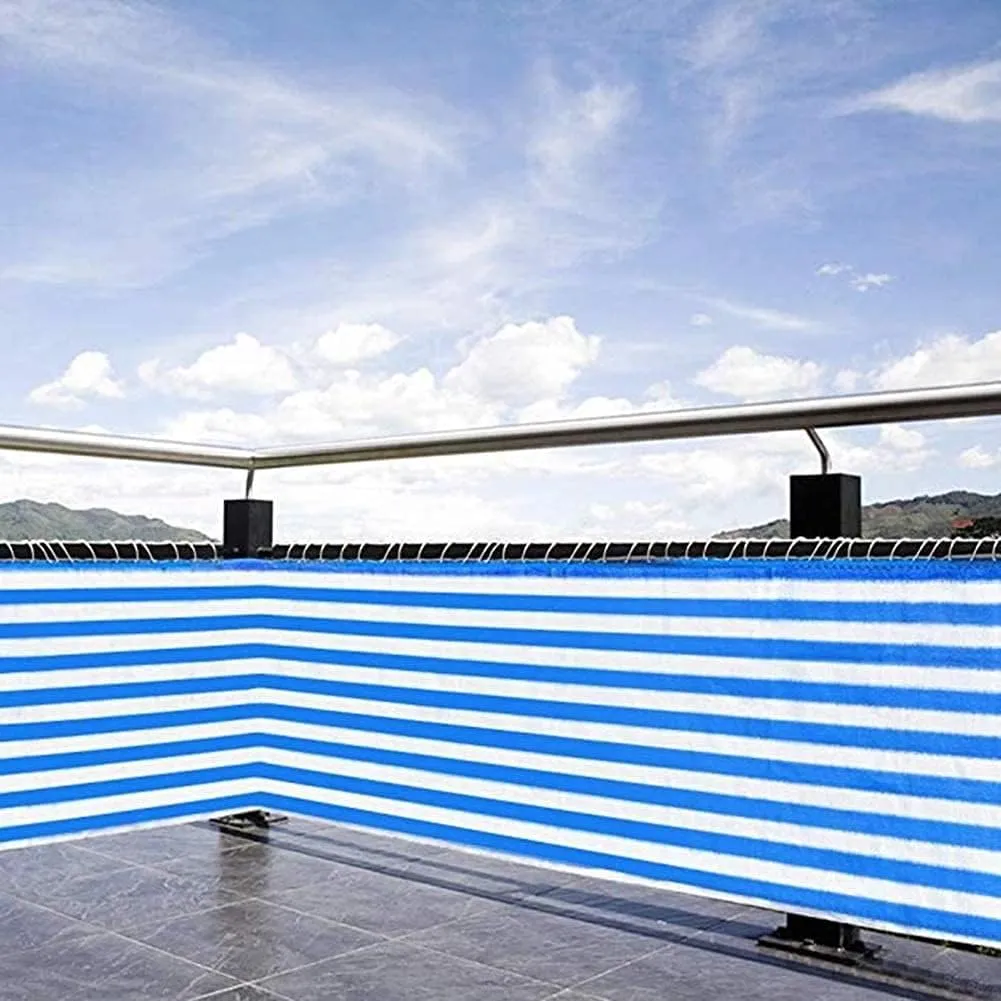 HYHMJ-Privacy Screen, Balcony Privacy Safety Net Outdoor Sunblock Shade Cloth Net for Garden Open-Air Swimming Pool Fence UV Resistant Hidden Net,Blue and white,0.7x6m