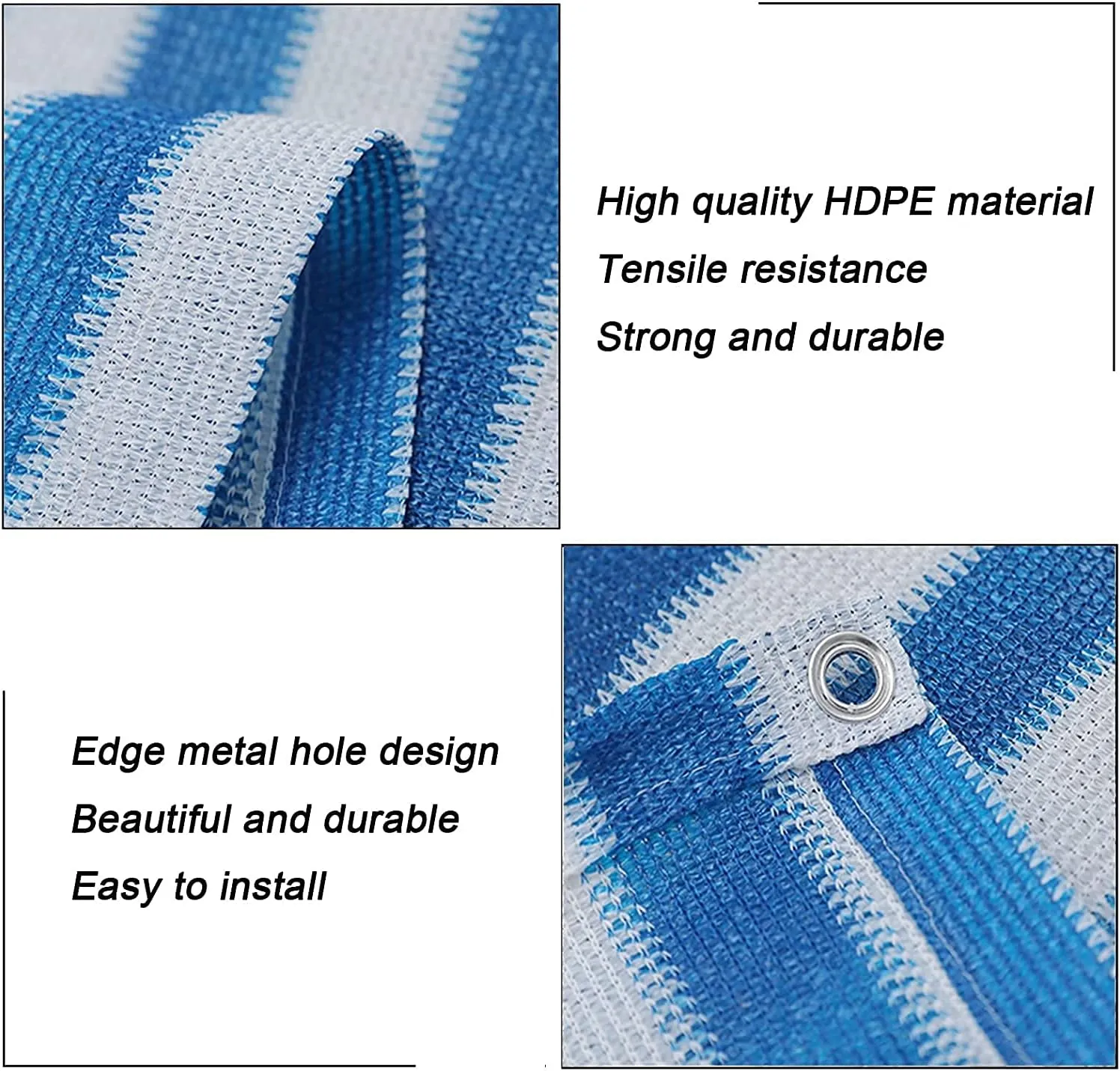 HYHMJ-Privacy Screen, Balcony Privacy Safety Net Outdoor Sunblock Shade Cloth Net for Garden Open-Air Swimming Pool Fence UV Resistant Hidden Net,Blue and white,0.7x6m