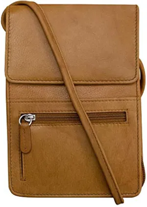 ili New York 6827 Genuine Leather Crossbody Organizer with RFID Blocking Lining