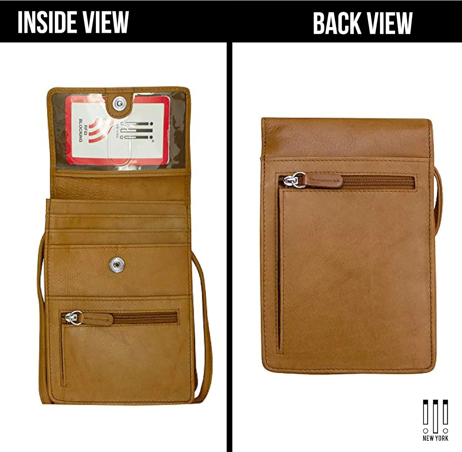 ili New York 6827 Genuine Leather Crossbody Organizer with RFID Blocking Lining