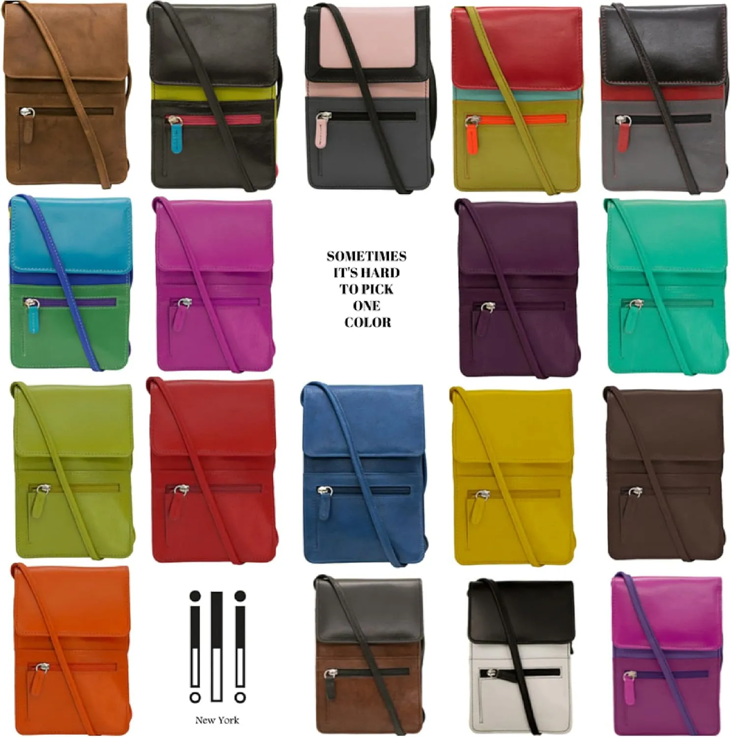 ili New York 6827 Genuine Leather Crossbody Organizer with RFID Blocking Lining