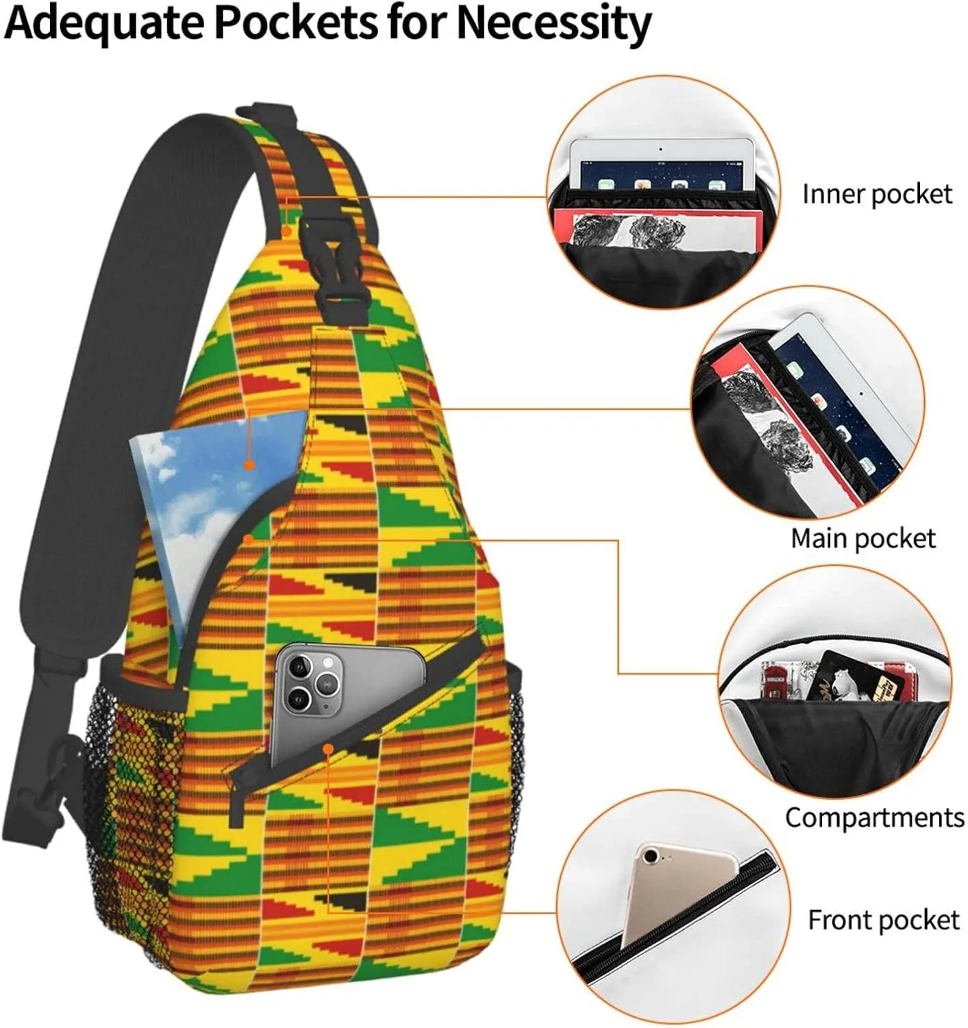 Indian Native American Sling Backpack,Travel Hiking Daypack Crossbody Shoulder Bag for Men Women