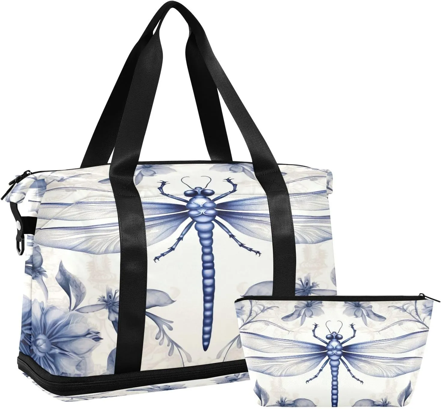 Indigo Dragonfly Sports Gym Bag,Travel Duffel bag with Wet Pocket & Shoes Compartment Lightweight Waterproof Overnight Bag for Men Women