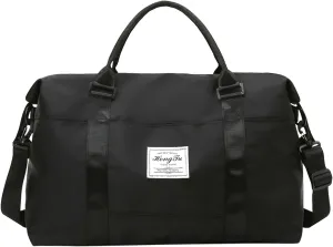 INVODA Travel Duffel Bag Sports Tote Gym Bag Shoulder Weekender Overnight Bag Carry on Travel Bag for Women (Black)