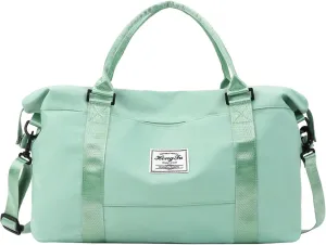 INVODA Travel Duffel Bag Sports Tote Gym Bag Shoulder Weekender Overnight Bag Carry on Travel Bag for Women (Green)