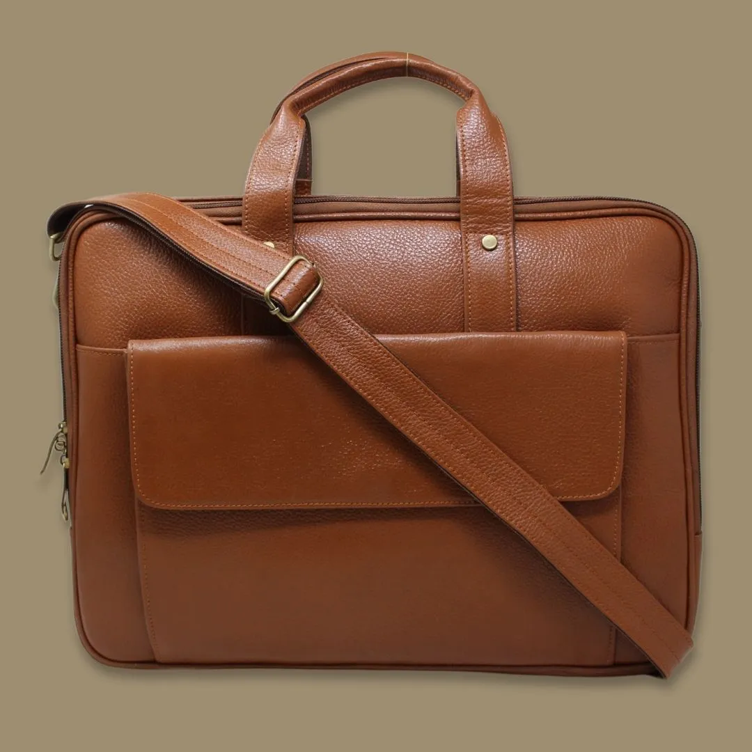 Ishaan Tan Genuine Leather Laptop Messenger Bag-Gs
