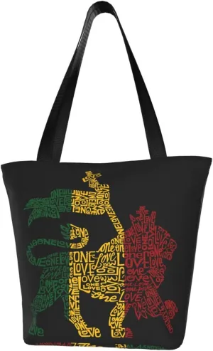 Jamaican Rasta Reggae Judah Lion Women's Tote Bag Shoulder Bag Shopping Handbag Large Capacity Handbag With Zipper